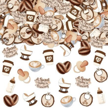A Baby is Brewing Baby Shower Confetti (200PCS), Coffee-Themed, Double-Sided, Compatible with Gender Reveal Celebrations