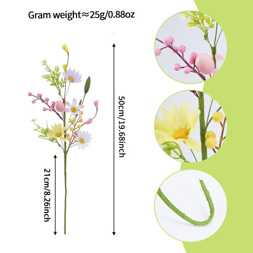 Easter Floral Egg Picks Artificial Flower Branches 15.8 Inch 2