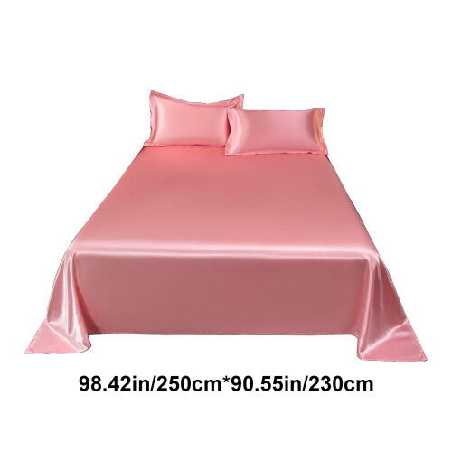 Σετ σεντόνια Queen Size - 3 τεμάχια σεντόνια Ice Silk Satin, αντιρυτιδικά για όλες τις εποχές, 2