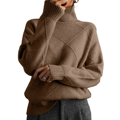 Damen-Strickpullover, langärmelig, Oversize-Rundhalsausschnitt