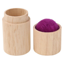 Porte-aiguilles à coudre en bois avec couvercle – 8,5 x 4 cm