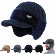 Chapeau trappeur avec cache-oreilles et bord en laine, chapeau d'aviateur doublé et confortable pour le ski et les activités de plein air