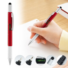 6-in-1 multifunctionele pen voor mannen – stylus, balpen, liniaal.