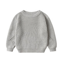 Gebreide trui met ronde hals voor meisjes en jongens, warme pullover voor de herfst/winter – Z03Grijs, 2-3 jaar