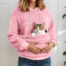 Hoodies med kattväska, Plus Size Katt- och hundbärsele, Roliga tröjor med känguruficka, Husdjurshållare, Hoodie, Långärmad topp