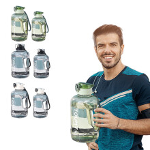 Water Bottle Sports Cup - Large-Capacity Hydration, Leak-Proof Design, Easy-Clean Plastic, Carrying Handle for Fitness Gym Outdoor