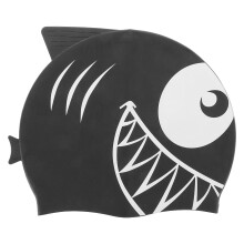 Haifisch-Silikon-Badekappe für Kinder, Schwarz, mit Ohrenschutz
