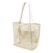 Grote mesh draagtas voor dagelijks gebruik, lichtgewicht, ademend, open geweven ontwerp met dubbele schouderbanden, voor dames en heren.