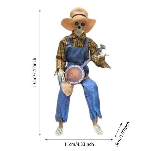 Halloween Banjo Skeleton Animatronic Red 2