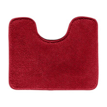 Tapis de toilette en forme de U à poils longs – Doux, absorbant, séchage rapide, antidérapant, lavable en machine (50 x 50 cm, bordeaux)