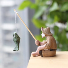 Statue en résine d'un vieil homme pêcheur, ornement de jardin, micro-paysage, artisanat de jardin