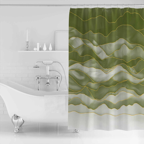 Salviegrønt bruseforhæng 72x72 tommer polyester vaskbart 1