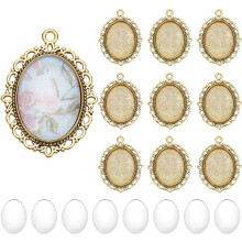 Kit de plateaux pour pendentifs en or 60 pièces : 30 supports ovales + 30 verres