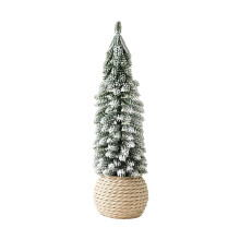 Sapin de Noël de table floqué, mini cèdre enneigé pour décoration de bureau et de cheminée, décoration festive pré-assemblée (C)