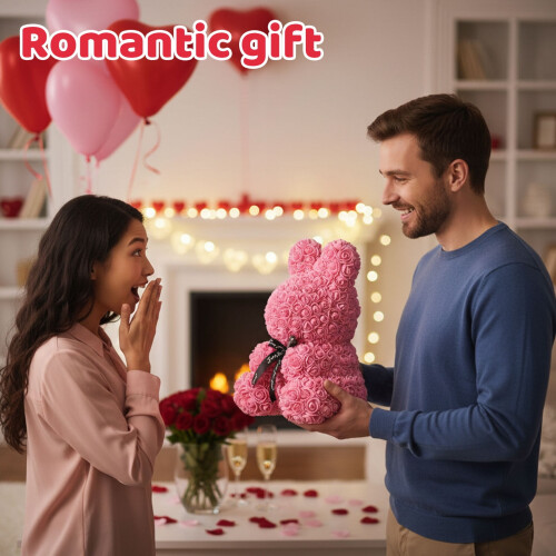 Δώρο Rose Bunny - Λουλούδι σε Διατηρημένη Φύση με Αφρό PE, Δώρο Γενεθλίων Αγίου 2