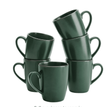 Ensemble de 6 tasses à café de 35 cl (12 oz), tasses Dringking avec anse pour café, thé, lait, vert foncé