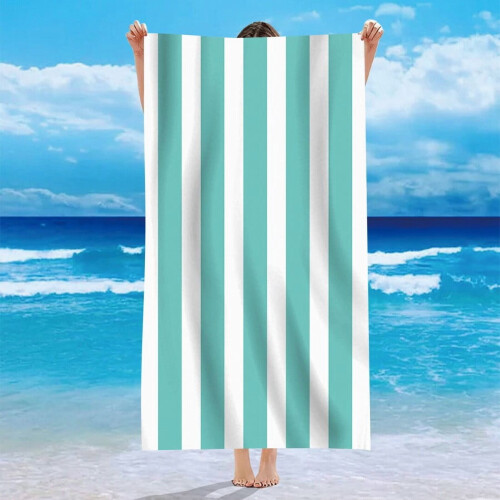 Soft Microfiber Vertical Stripe Pattern Bath Towel Lightweight Quick Dry Absorbent Large Size for Bathroom Beach Spa Gym