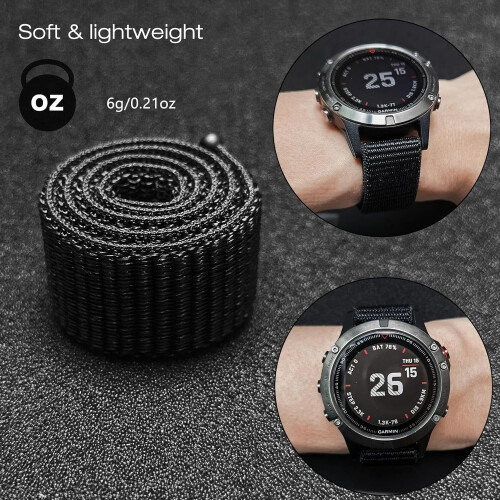 Λουράκι ρολογιού Hook and Loop Quick Dry 26 χιλιοστών από νάιλον, εξαιρετικά ελαφρύ, συμβατό 2