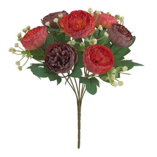 Mesterséges bazsarózsa csokor piros 29,5 cm 1