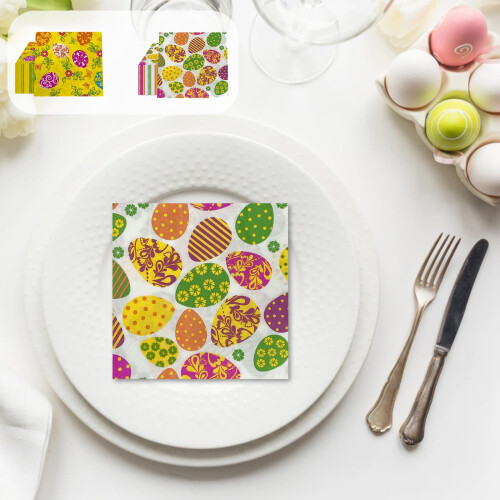 20Pcs Easter Napkins,Disposable Easter Eggs Cocktail Napkins for Spring Easter Party Supplies Table Decorations 1