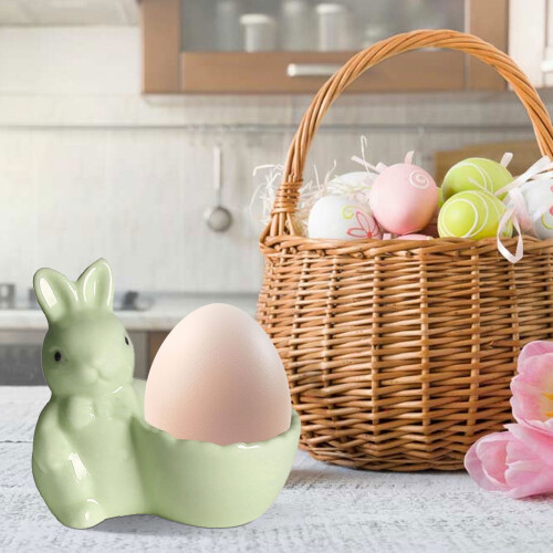 1PC Ceramic Rabbit Egg Cup Holder, Easter Egg Stand Decor – 3 inch, Kitchen & Home Decoration 1