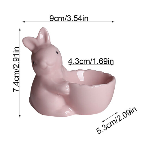 1PC Ceramic Rabbit Egg Cup Holder, Easter Egg Stand Decor – 3 inch, Kitchen & Home Decoration 2