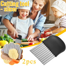 2-Pcs Wavy Potato Slicer, Foldable Fry Cutter, Compatible with Sharp Stainless Steel Edge – for Fries, Wedges & Veggie Chips