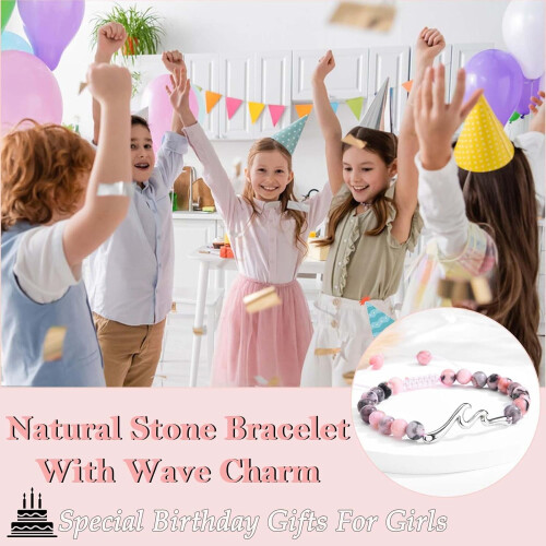 Wave Charm Armbånd til Kvinder – Justerbar Natursten 1