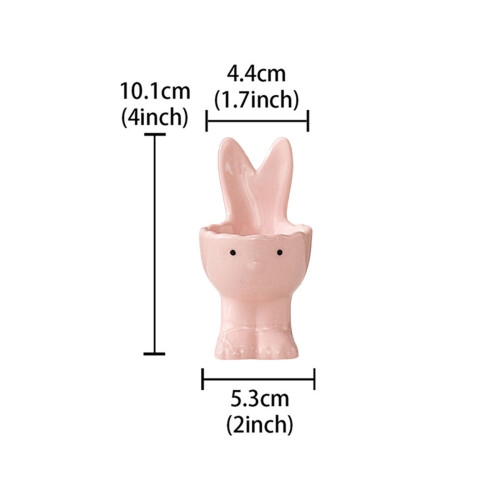 Porte-œufs en céramique rose en forme de lapin (1 pièce) 2