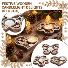 Butterfly Shaped Wooden Tealight Candle Holder with Bird and Floral Cutout Design for Tabletop Decor
