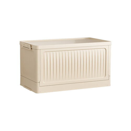 Storage Box With Lid, Plastic Rectangle Crate, Foldable, Stackable, Modern, Home Office, Outdoor Sheds, Storage Container, Organizer Shelf TOPLIU 1