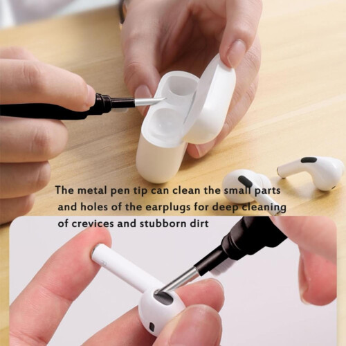 Στυλό καθαρισμού ακουστικών, συμβατό με AirPods Pro1/2/3 – Κιτ 3 σε 1 με μαλακή βούρτσα 2