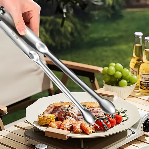 Λαβίδα BBQ από ανοξείδωτο ατσάλι με άκρες σιλικόνης, αντικολλητική και ανθεκτική 2
