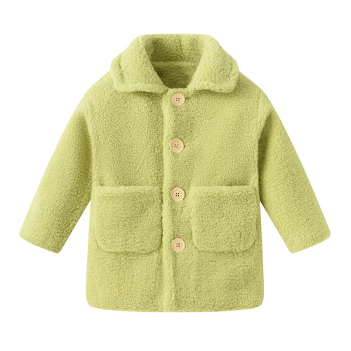 JMKQLZ Κοριτσίστικο Μακρύ Παλτό Fleece Tollder Παιδικό Μονόχρωμο Χειμερινό Φλις Πανωφόρι 1