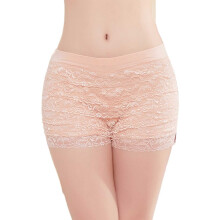 Naisten alushousut, pitsireunaiset mukavat ja löysät yksiväriset leggings-shortsit jokapäiväiseen käyttöön, naisten alusvaatteet, beige, S