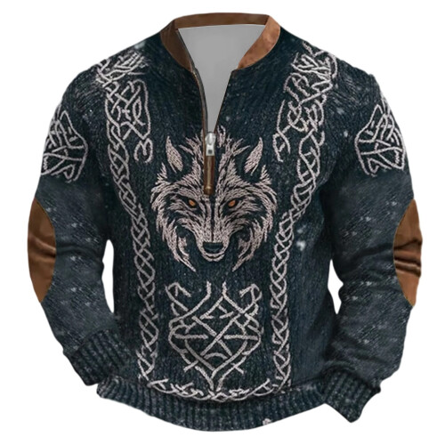 Pull à col zippé inspiré de la mythologie nordique 1