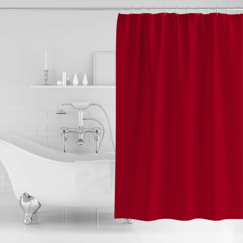 Red Polyester Shower Curtain 72 x 72 in with 12 Hooks 1