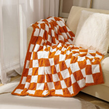 Fall Checkered Throw Blanket, Burnt Orange, Soft & Cozy – Lightweight for Couch, Sofa, Chair, Bed, Camping, Picnic, Travel
