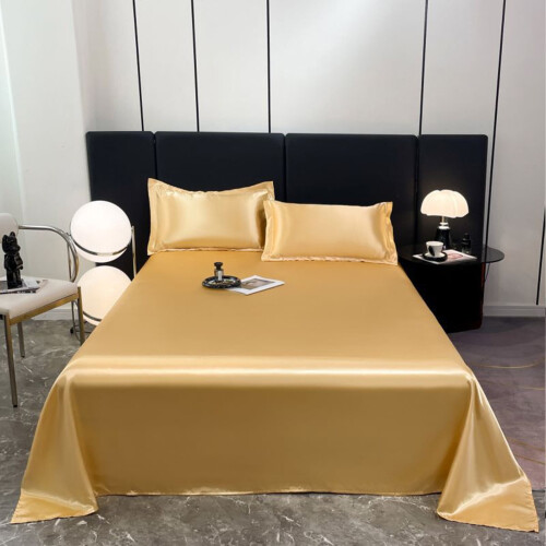 Σετ σεντόνια Queen Size - 3 τεμάχια σεντόνια Ice Silk Satin, αντιρυτιδικά για όλες τις εποχές, 2