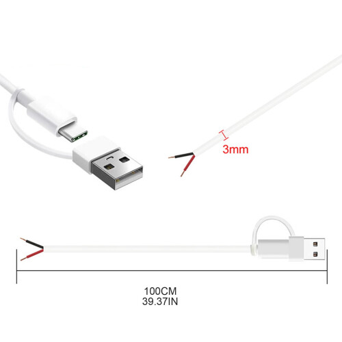 USB-C-Anschlusskabel, 2-adrig, 5 V, 2 A für LED-Leuchten 2