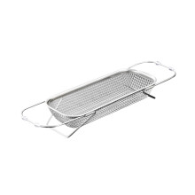 Uitschuifbaar gootsteenmandje, intrekbaar groente- en wasrek, keukenorganizer voor borden, kopjes en bestek, geschikt voor diverse gootsteenmaten, 1