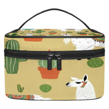 Trousse de maquillage Cactus Alpaca, trousse de voyage cosmétique, grande capacité de rangement, pochette de toilette portable pour femmes et filles