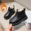Μπότες PU για κορίτσια – Άνετα παπούτσια slip-on με χοντρή σόλα, μαλακό άνω μέρος, 2