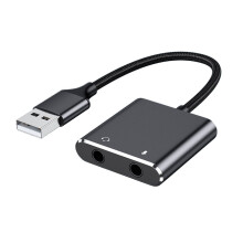 USB Sound Adapter External Sound Card for PC and Laptop USB Microphones Adapter to 3.5mm for Headphone Speaker
