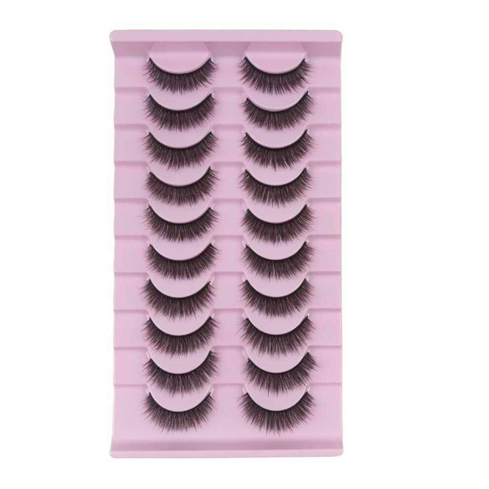 10Pairs Fluffy False Eyelashes Wispy Lashes 3D Volume Strip Lashes R6T2