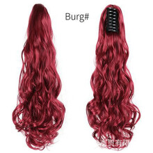 Cola de caballo sintética ondulada con clip, extensión de cabello rizado para mujer, aspecto natural, perfecta para eventos y uso diario - Rojo