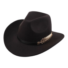 Sombrero de vaquero occidental de lana con ala media, estilo étnico.