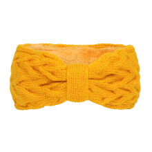 Diadema de punto para mujer con forro polar y lazos.