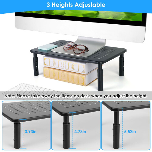 Monitor Stand Riser 3 Height Adjustable Desk Riser Organizer with Ventilation Holes 2