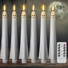 Velas cónicas sin llama con control remoto, velas LED fantasma parpadeantes, temporizador, funcionan con pilas – Compatibles con decoración de